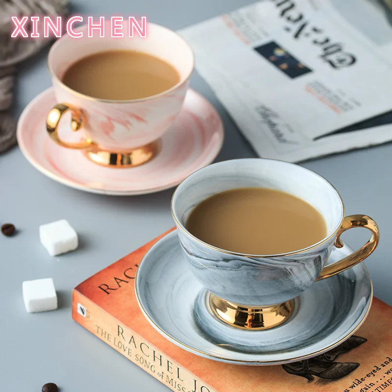 XINCHEN Nordic Glod мраморная кофейная чашка и блюдце керамическая чайная для воды