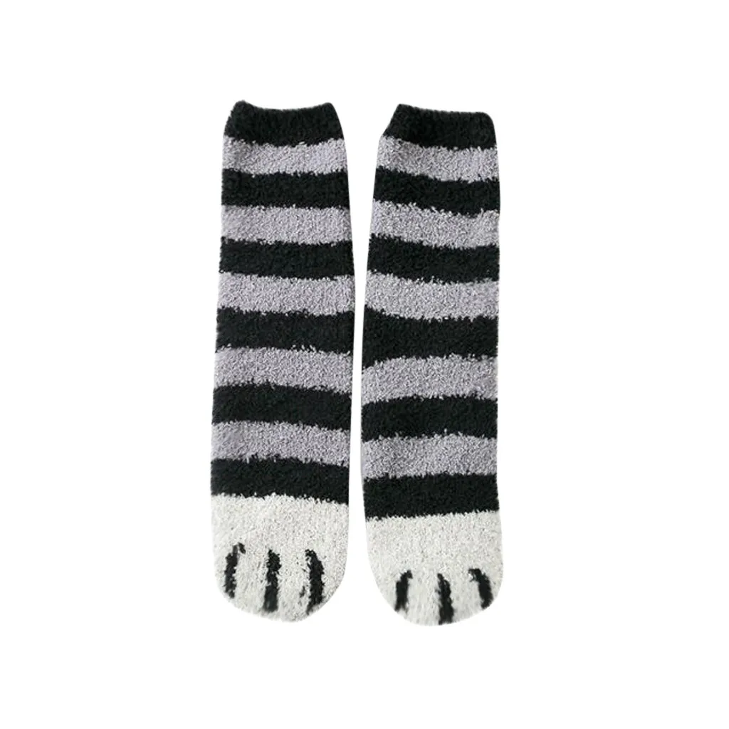 

Women Middle Tube Socks Fashion Lovely Cat Claw Coral Thickening Fuzzy Winter Warm calcetines Daily Wear Gifts 2021 New