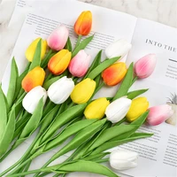10pcs artificial flowers garden tulips pu living room bedroom home ornaments diy bouquet wedding party decoration fake flower