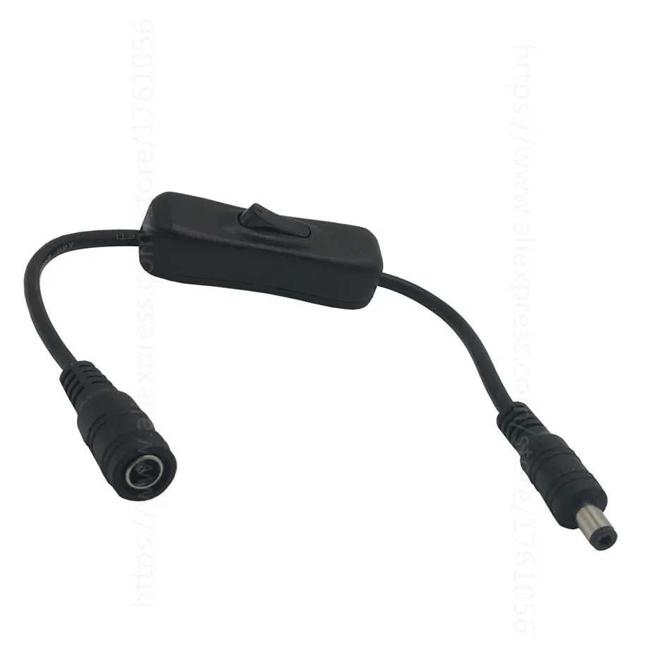 Push switch BK Переключатель с регулировкой яркости вкл. Выкл. С Женский Мужской кабель питания 5,5x2,1 мм разъем коннектора постоянного тока провода переключатель 5 в 12 В 24 В для CCTV светодиодные полосы света - Цвет: Push switch BK