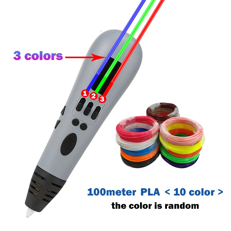 Gray 100 METERS 3d Ручка canetas criativa печать caneta lapi создание Оригинальные подарки Бестселлер для творчества 3 d школа tride stylo pluma - Цвет: Gray 100 METERS