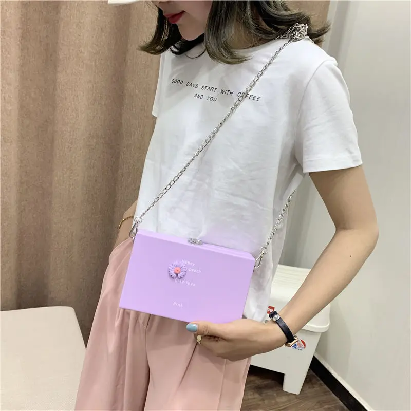 

Fashion Little Daisy Small Bag Women PU Leather Shoulder Bag Girls Mini Clutch Bag Ladies Chain Crossbody Messenger Bag Handbags