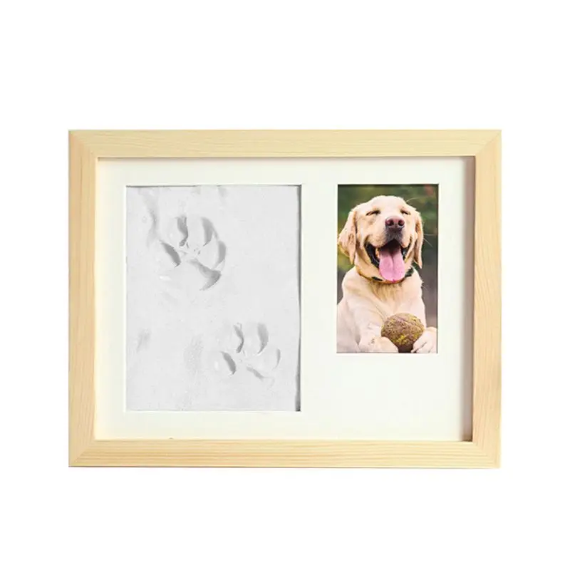 Белый Pets Paw Prints Keepsake Photo Frame Memorial Clay Imprint Kit for Dog Pet Lover - Цвет: Белый