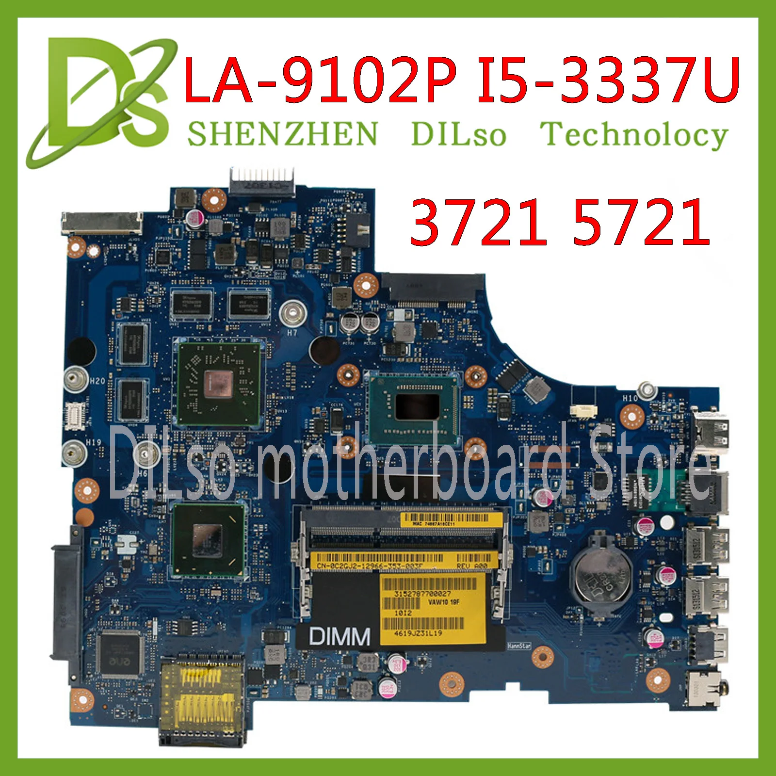 

KEFU VAW11 LA-9102P REV: 1,0 для Dell Inspiron 17 3721 5721 материнская плата для ноутбука CN-0C2GJ2 0C2GJ2 I5-3337U CPU материнская плата оригинал