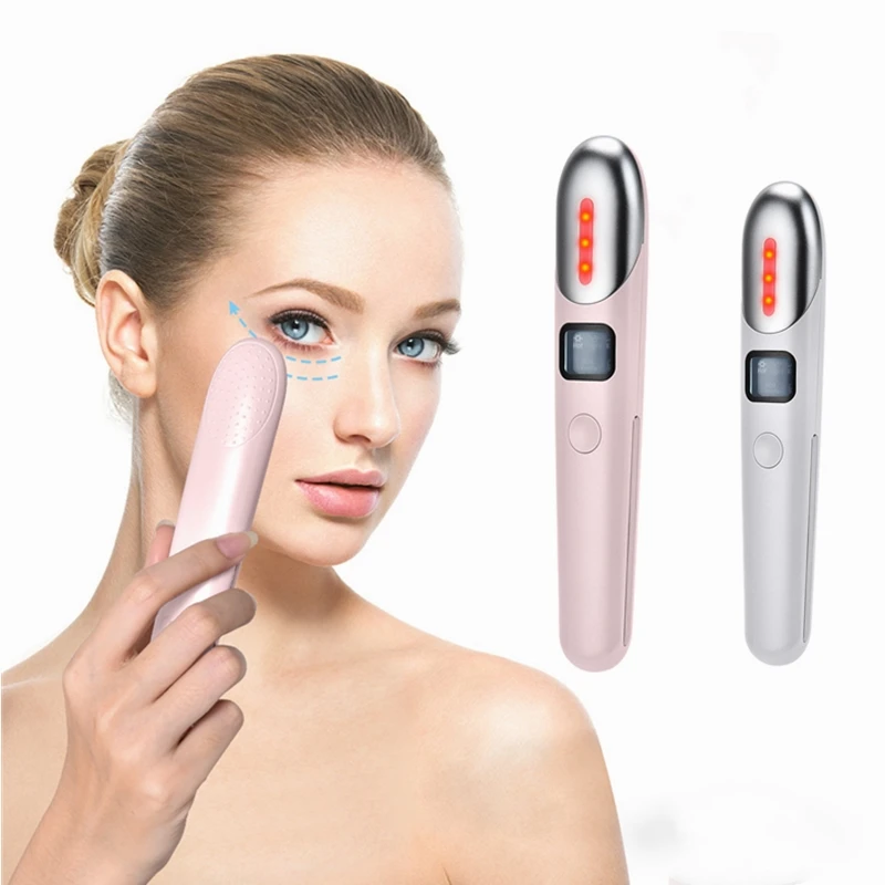 

EMS Eye Vibrate Wrinkle Massager Hot Compress Dark Circle Remover Pen Anti Aging Puffiness Removal Eye Care Beauty Massage Tools