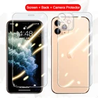 3-в-1 полное покрытие для iPhone 12 протектор экрана 12 мини X XR XS задняя панель из закаленного стекла на iPhone11 Pro Max камера объектив защитная пленка