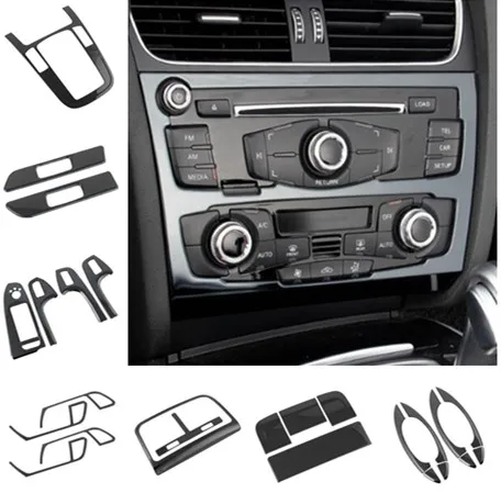 

CNORICARC Black Center Console Gear Shift panel decoration Air Outlet Trim Strips for Audi A4 B8 2009-16 A5 Car styling