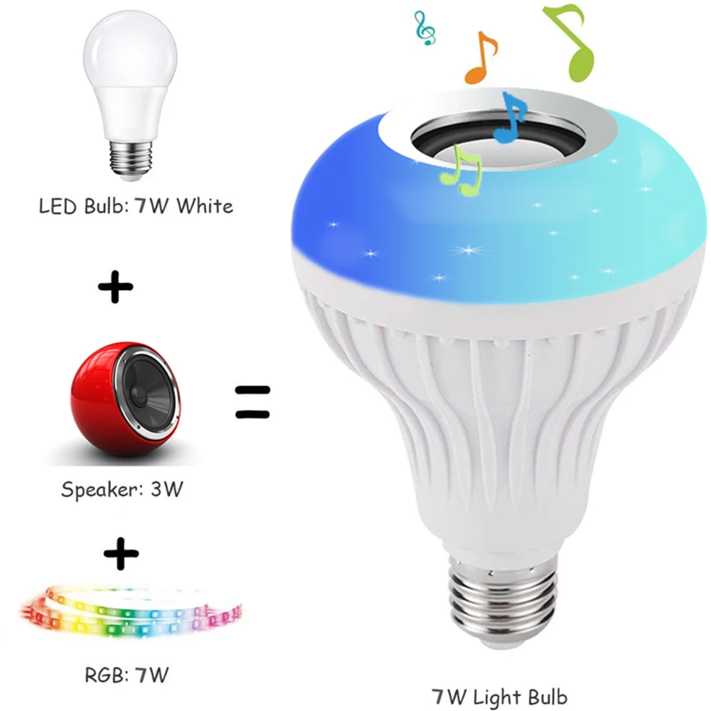 Смарт E27 12W лампа светодиодный RGB светильник Беспроводной Bluetooth аудио Динамик