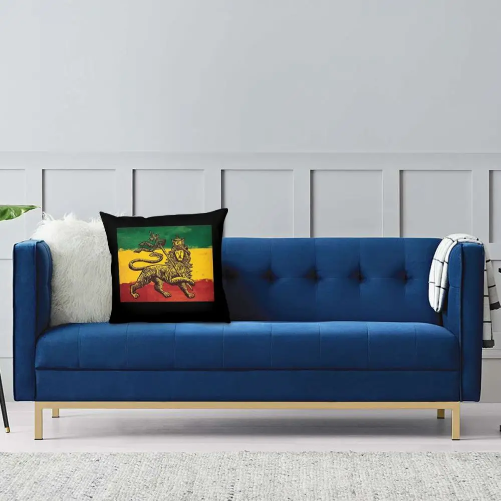 Rasta Flag Throw Pillow Cover Polyester Reggae Lion Rastafarian Jamaica Funny Pillowcover Home Decor | Дом и сад