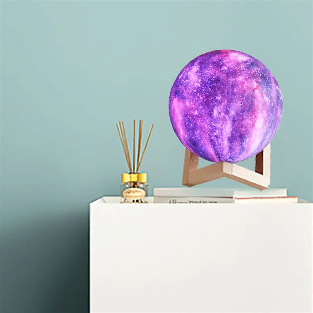 15 см 3D печать Galxy Moon лампа Изменение цвета звездное небо ночник планета ночной Светильник Звезда Луна перезаряжаемый Прямая поставка