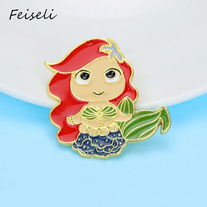 Feiseli мультфильм эмаль Русалка декоративная брошь шпилька для женщин Горячая
