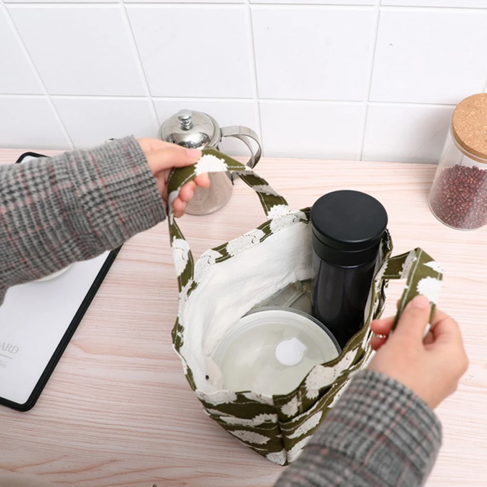 Cotton linen waterproof insulation bag lunch picnic dustproof beam mouth snack mummy | Дом и сад