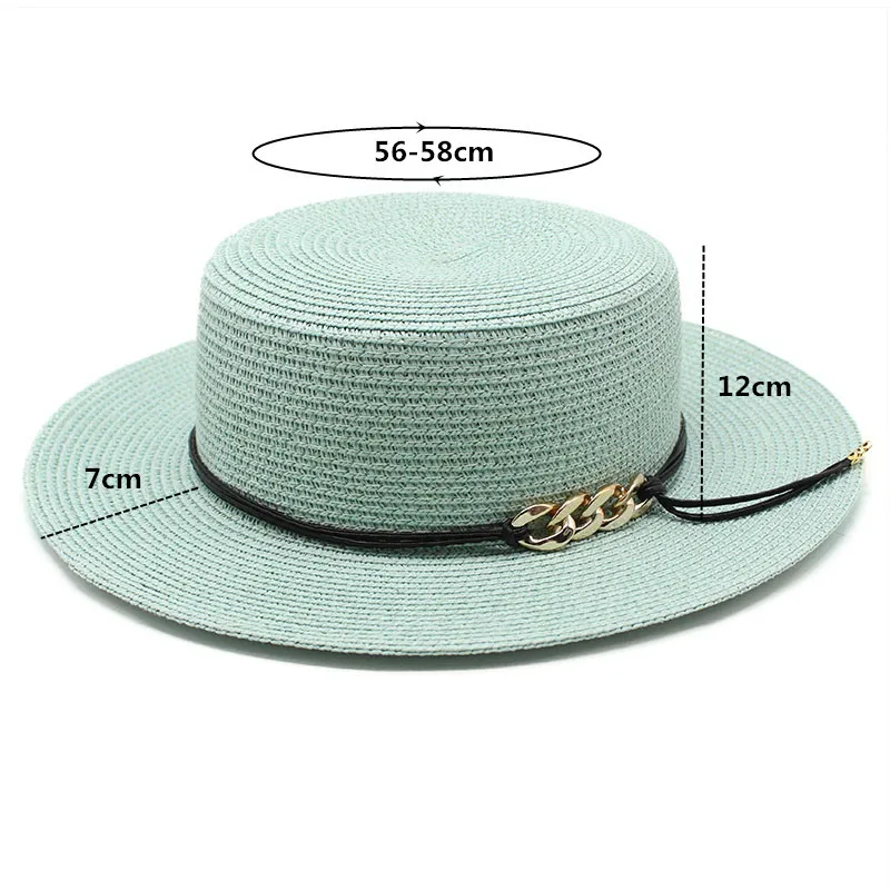 

2021 New Panama Hats Summer Simple Beach Sun Fedora Hats Women Men Straw Cap European and American Ladies Sunshade Flat Top Cap