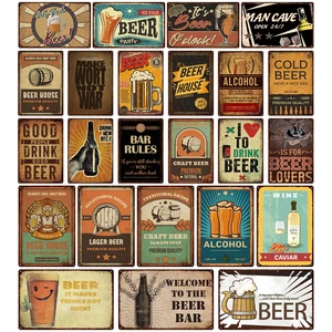 Beer Bar Tin Sign Decoration Men Cave Picture Vintage Wine Alcohol Beer House Wall Poster Art Good People Drink Good Beer Metal