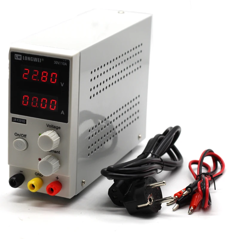 4 насадки мини Регулируемый цифровой источник питания постоянного тока 30V 10A