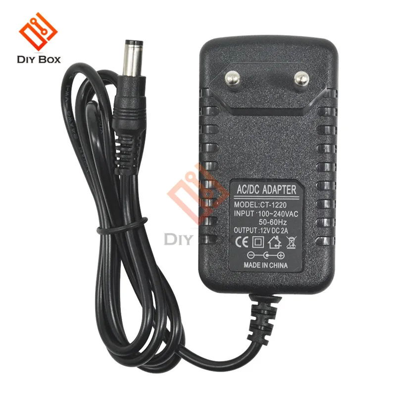 AC 100-240 V DC 12V 2A US EU Plug адаптер питания конвертер зарядное устройство 5,5*2,1 мм Интерфейс длина линии 1 м