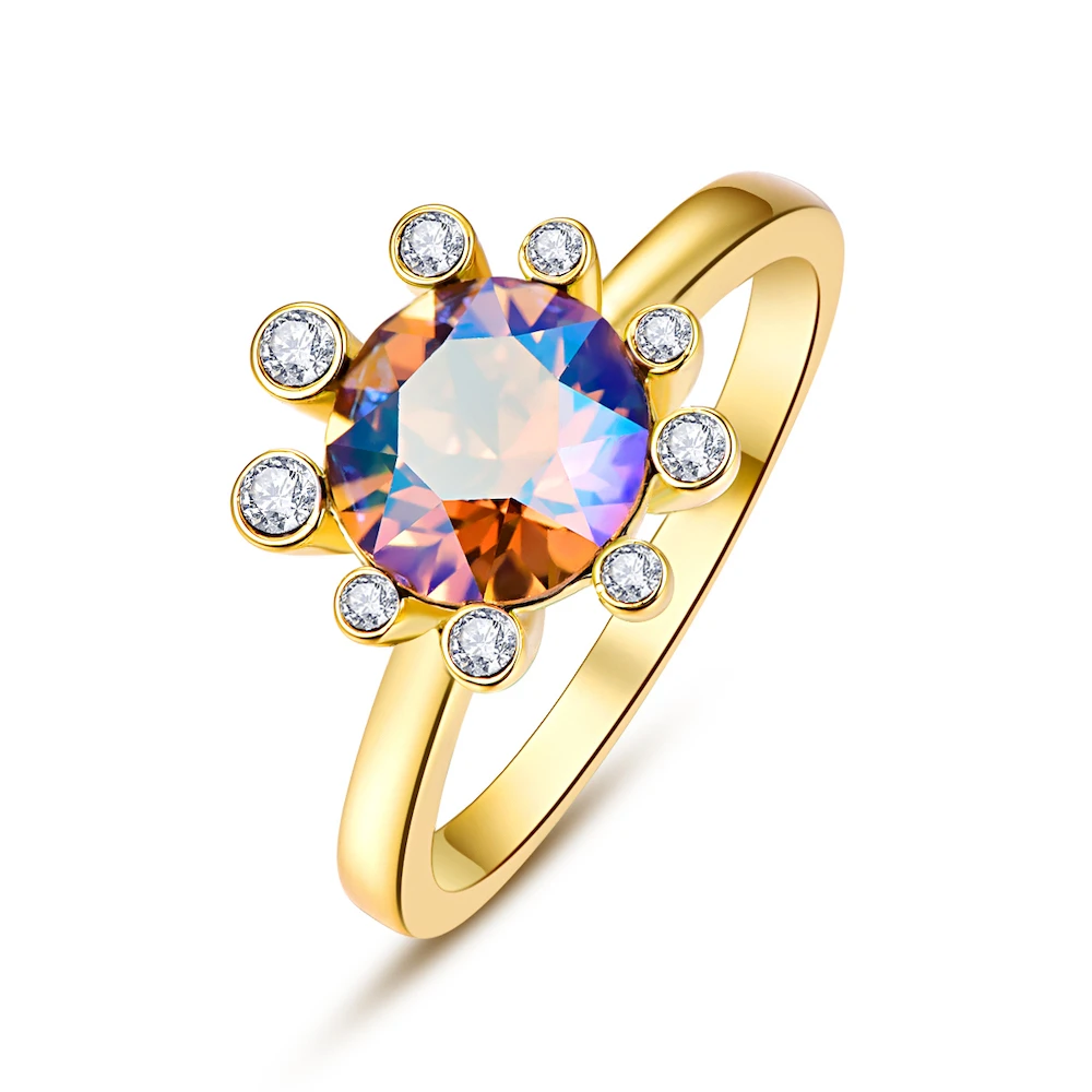 Кристаллы от Swarovski Glod цветные кольца Цветы для женщин элегантное кольцо Новая мода Роскошные женские кольца Свадебные украшения - Цвет основного камня: 246 SHIM