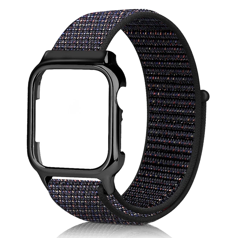 Indigo Ремешок для Apple watch band 44 мм 40 мм correa iwatch series 5 4 sport нейлоновая петля+ чехол для Apple watch 4 5 аксессуары высокого качества - Цвет ремешка: Indigo