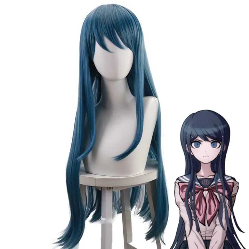 

Game Danganronpa cosplay Maizono Sayaka wig Maizono Sayaka role play green blue long styled hair costumes