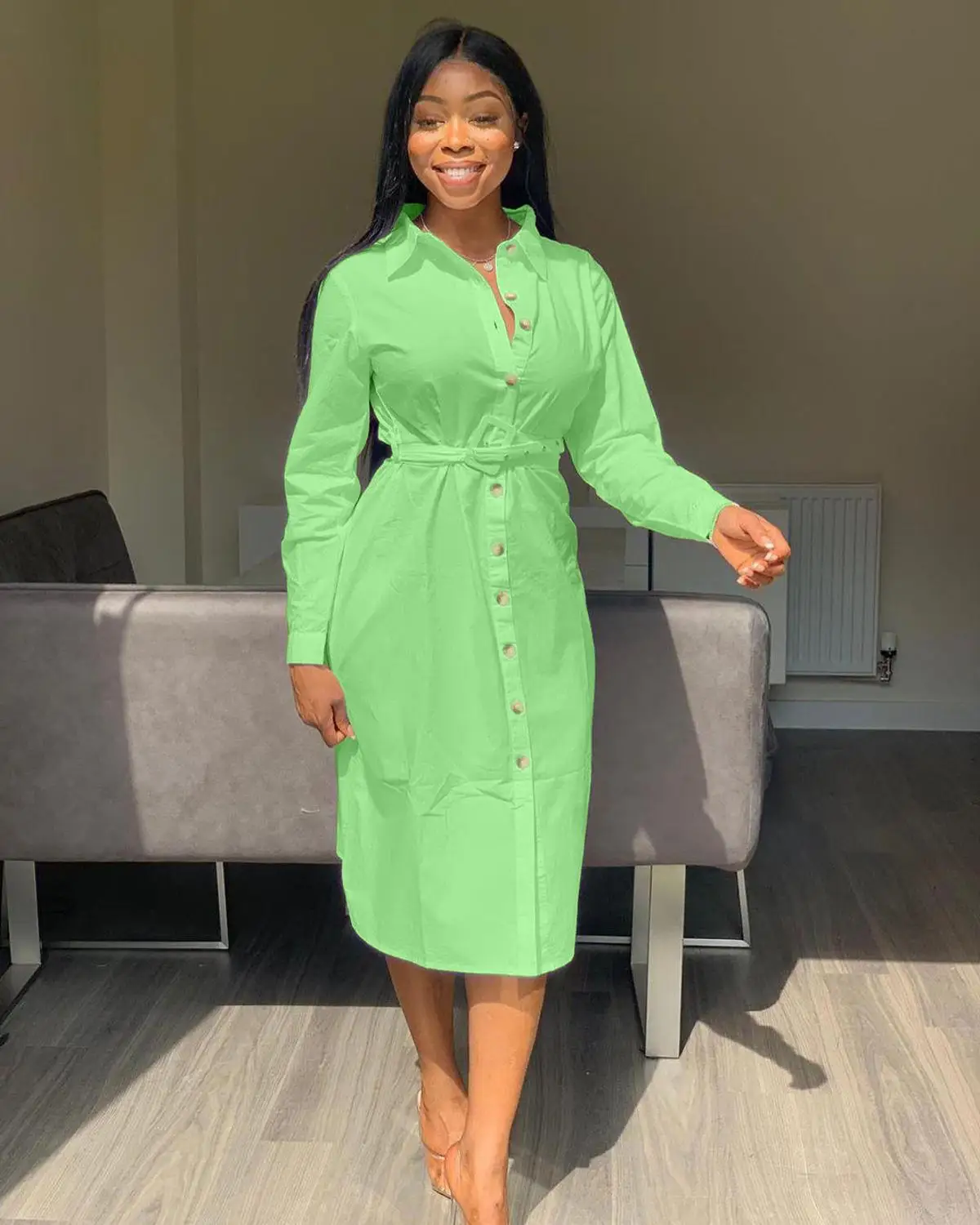 Женские платья рубашки элегантные в африканском стиле с карманами новинка