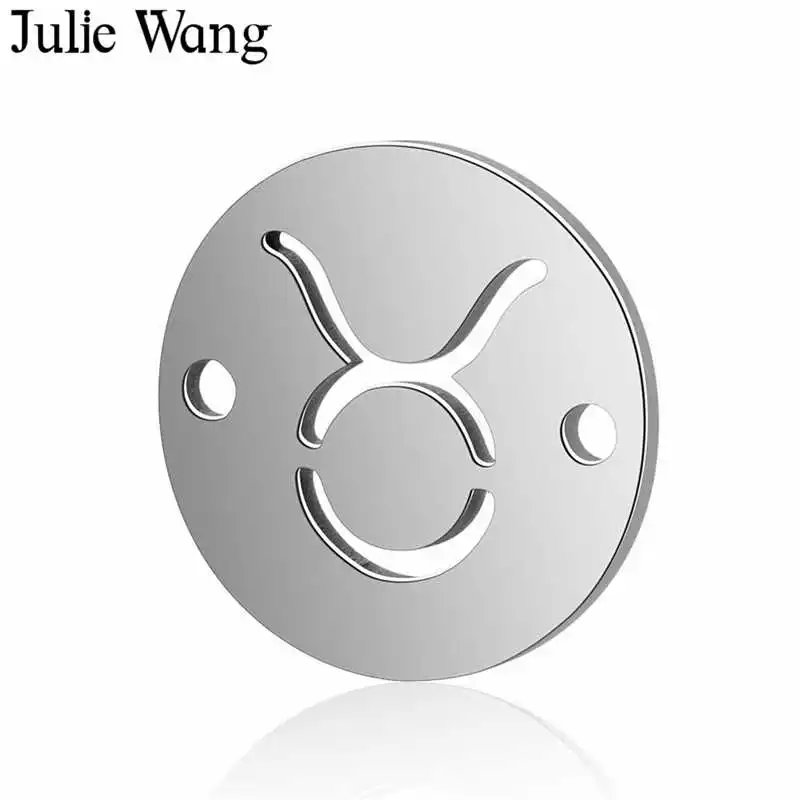 Julie Wang 12 шт./компл. созвездия зодиака соединители из нержавеющей стали модное