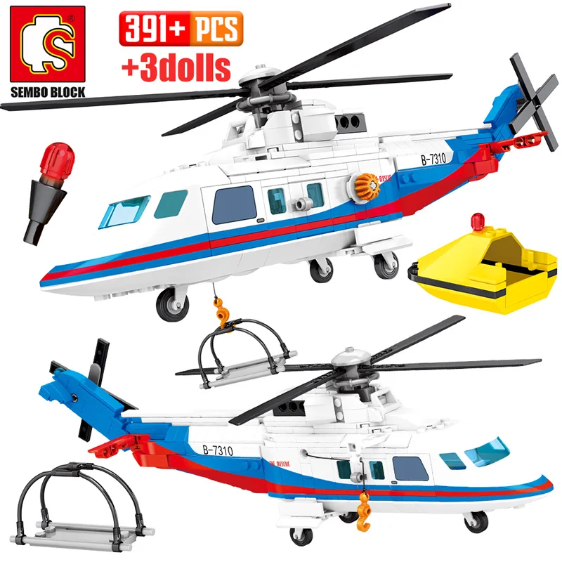 Конструктор SEMBO 391 шт. модель вертолет городской полиции военный