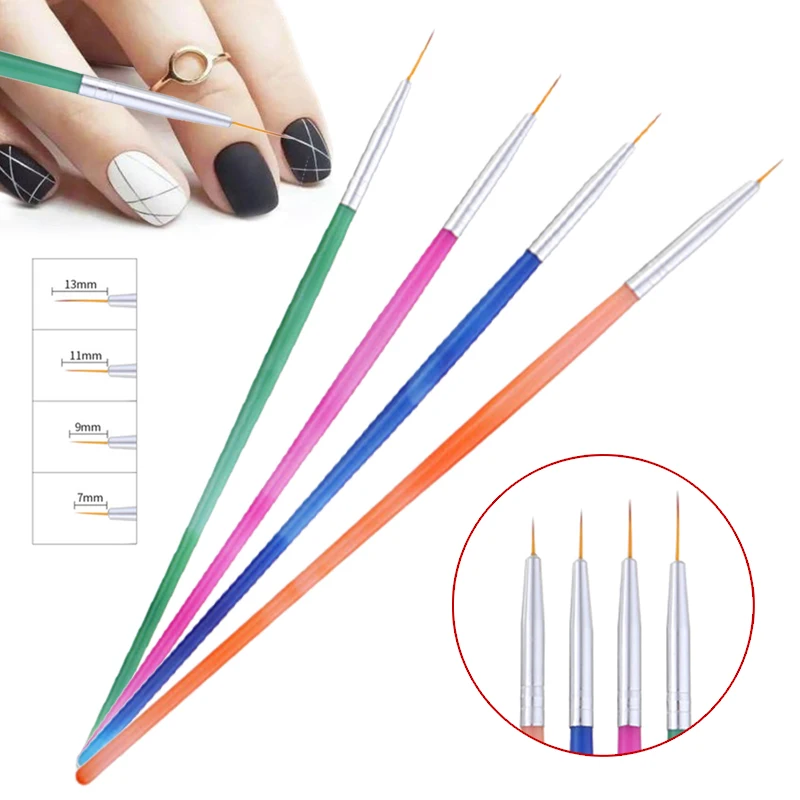 4 шт./лот УФ гель для ногтей кисть лайнер кисти акрилового лака резьба Рисунок