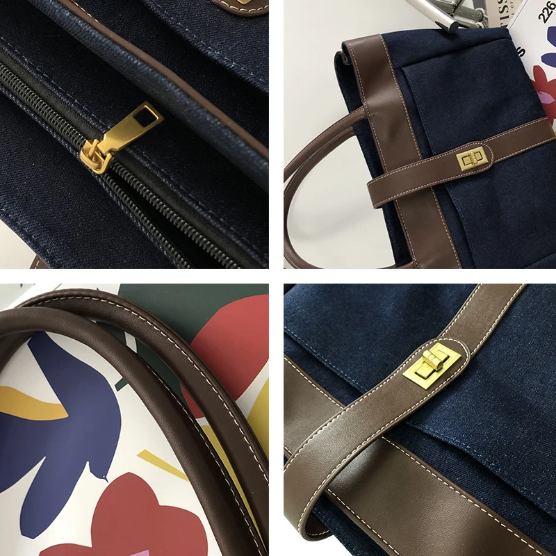 

Middle Ages Demin Bag Large Capacity Female Tote Bag Retro Fashion Handbag for Women 2021 New Arrival