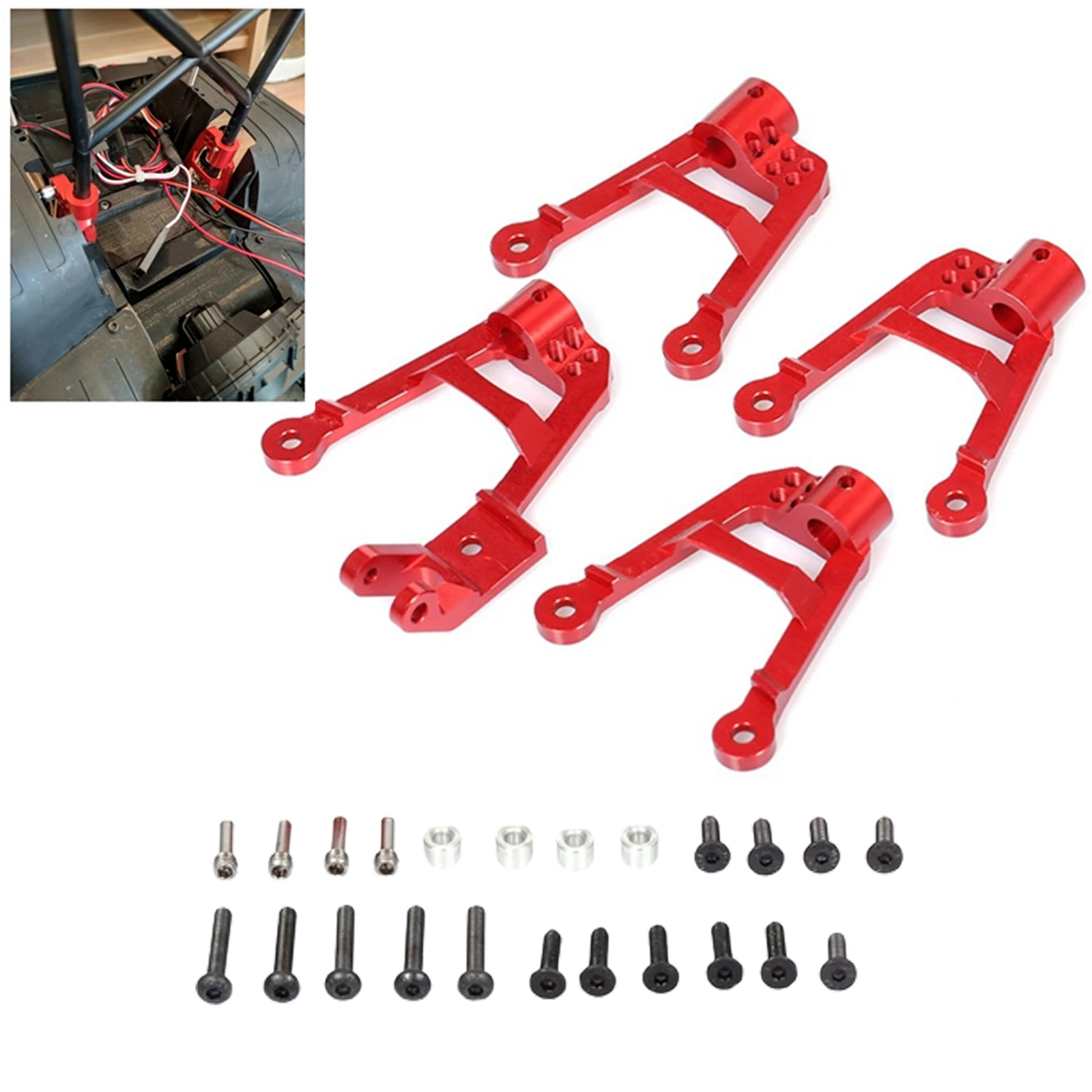

4 Pieces CNC Aluminum Shock Damper Towers Mount Parts RC Shock Absorbers Holder for 1/10 RC Crawler Scx10 II 90046 90047