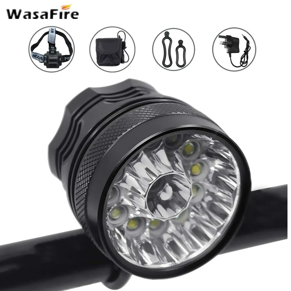 

WasaFire 13x XM-L T6 LED Bicycle Light 30000lm 3 mode Bike Front Light Waterproof Cycling Head Lamp + 9600mah 18650 Battery Pack