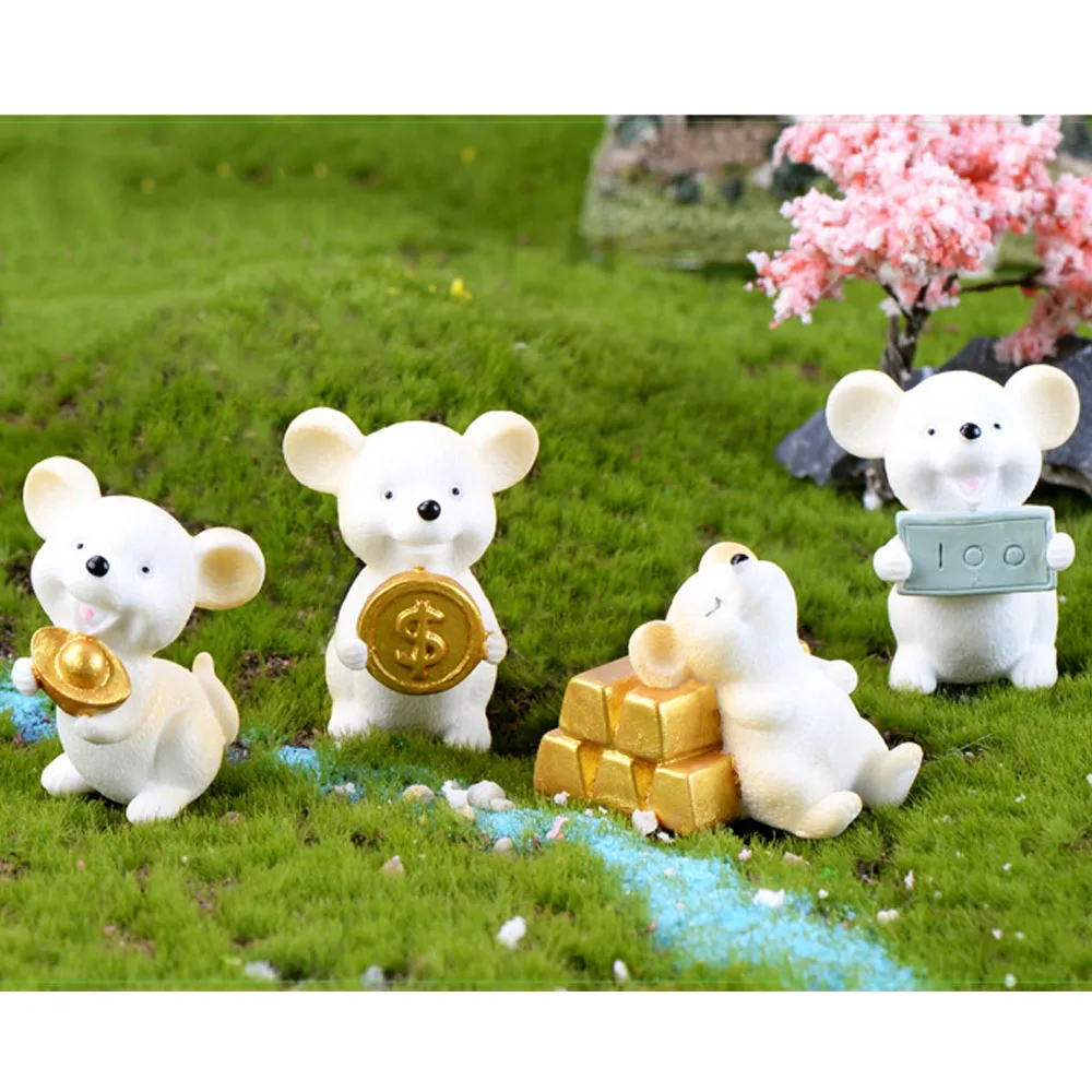 

1 Pcs 20 Style Cute Mice Easter Miniature Little Mouse Animal Figurine Resin Craft Mini Rats Ornament fairy garden supplies