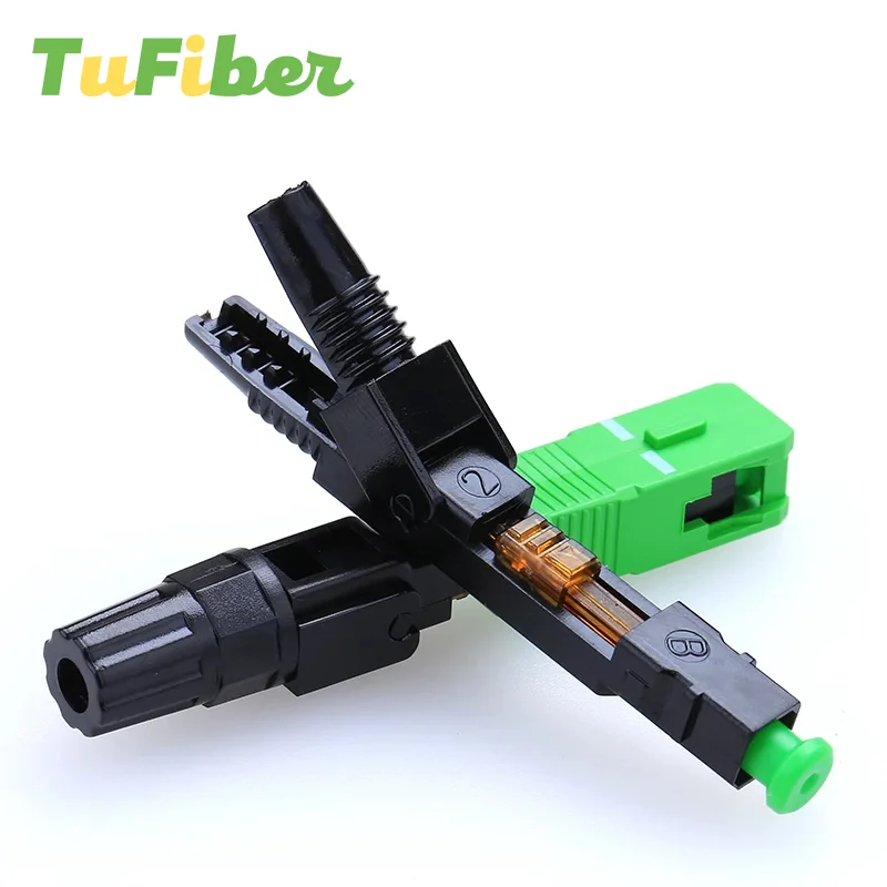 Free Shipping SC APC Fiber Optic Fast Connector Single Mode Fiber Optic Adapter FTTH Fiber Quick Connector Field Assembly