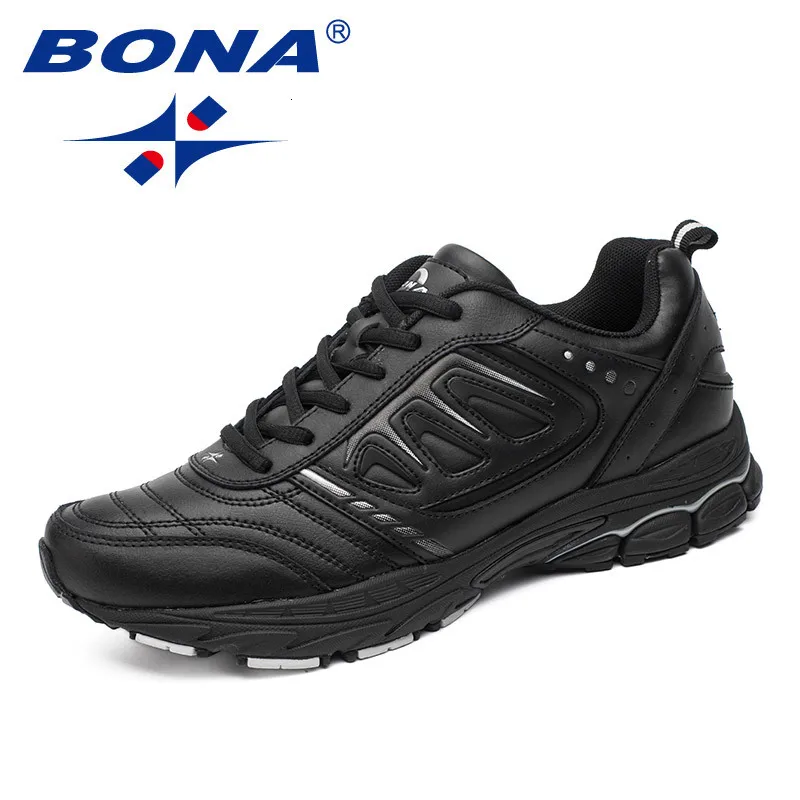 BONA/Новинка; мужские кроссовки для бега; zapatos de hombre; спортивная обувь; Удобный светильник; кроссовки - Цвет: BLACK
