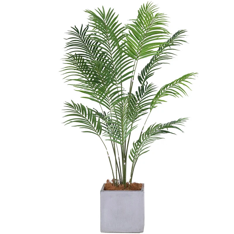 220cm Tropical Plants Large Artificial Palm Tree Green Plastic Palm Leaves Indoor Fake Monstera Tree For Home Office Shop Decor