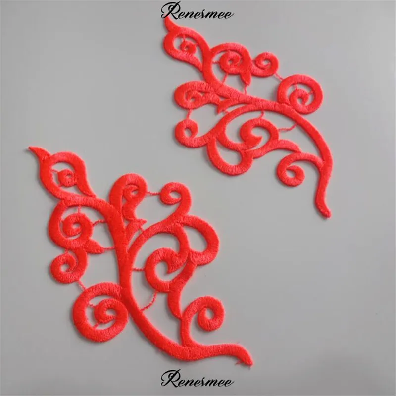 1 зеркальная пара/2 шт. Серебряная кружевная нашивка полиэфирная вышитая цветная