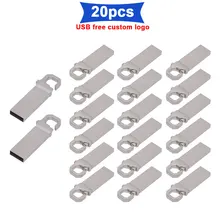 20pcs/lot free Custom logo waterproof Metal usb flash drive Pendrive 128GB 64GB 32GB 16GB pen drive flash USB memory stick