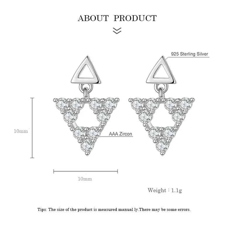 

925 Sterling Silver Four Crystal Triangle Drop Earrings for women Fine Jewelry gifts 2020 trend MUXUEYAN