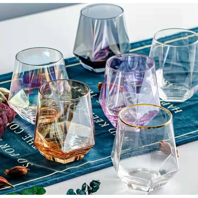 

Prosperity Star 6PCS High Quality Milk Cup Series Wine Glass Gold Lid Baso Makapal 300ML