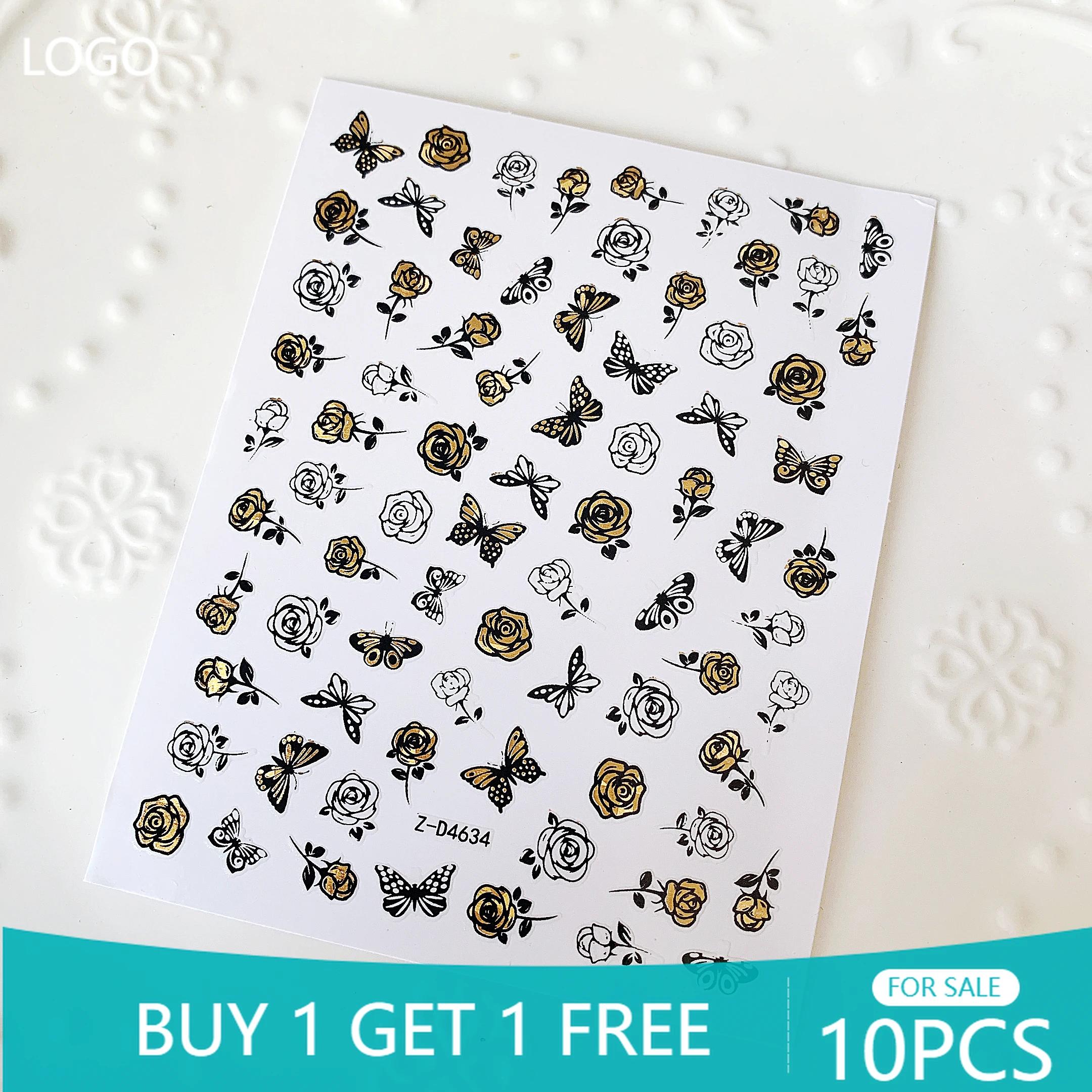

10PCS Laser Reflective Butterfly Fairy Nail Sticker Black Butterfly Wing Nail Slider Nail Sticker Self-adhesive 3D