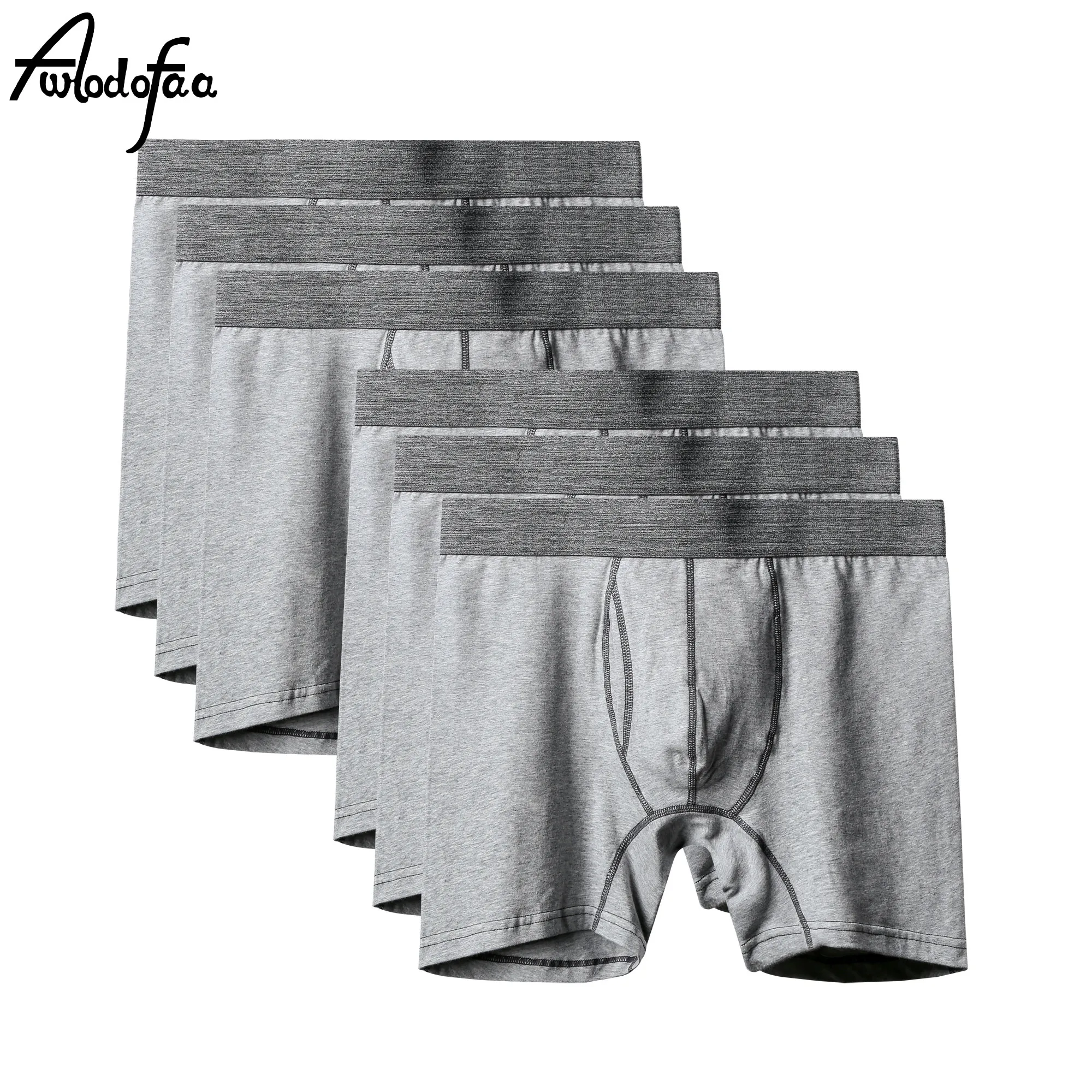Трусы-боксеры мужские 6 шт./лот хлопковое нижнее белье длинные дышащие шорты
