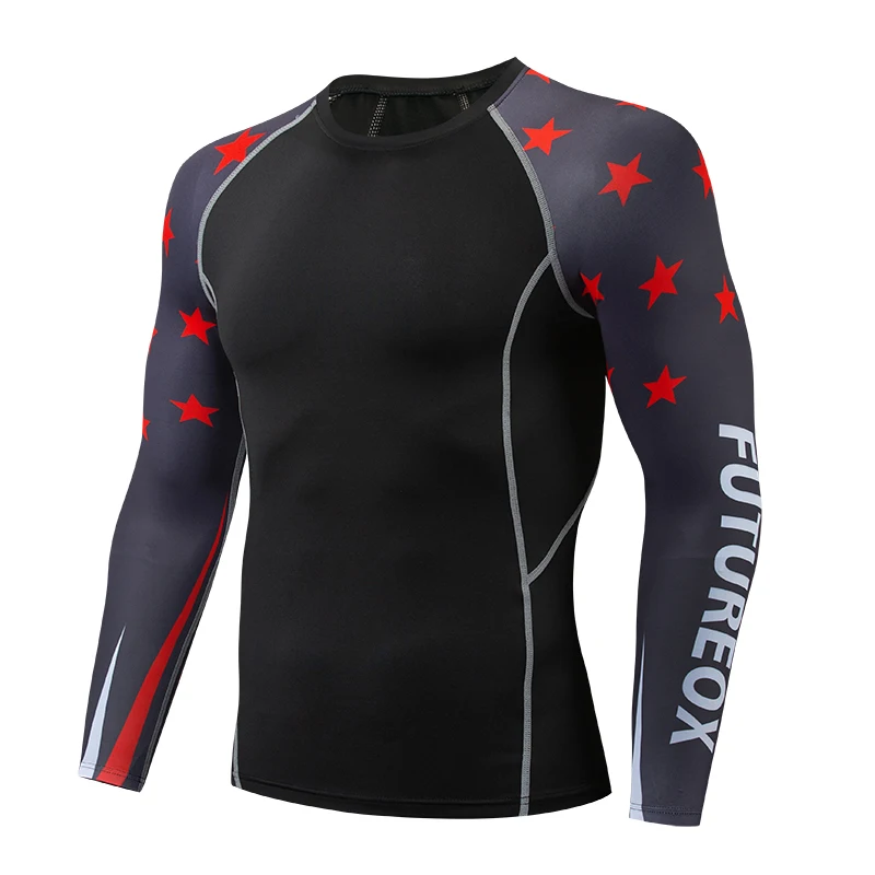 Мужская спортивная футболка с длинным рукавом для бодибилдинга быстросохнущая