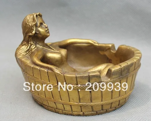00850 China Chinese fengshui Pure Brass Belle tub sark bathtub Ashtray | Дом и сад