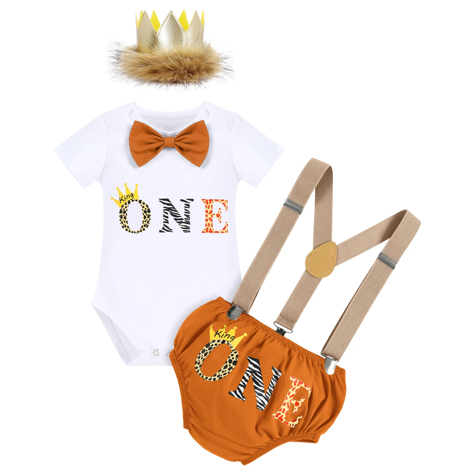 Baby Boy Clothes Cake Smash Lion Theme 4pcs Outfits For First Birthday Party Themed Party Photography Props Ceremony Playwear