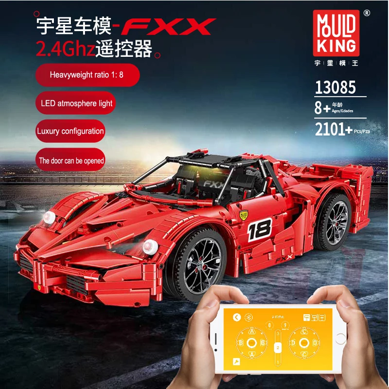 2101 шт Строительный блок Technic серии RC автомобиль Ferrari-FXX MOC-10559 Veneno Roadster с функцией