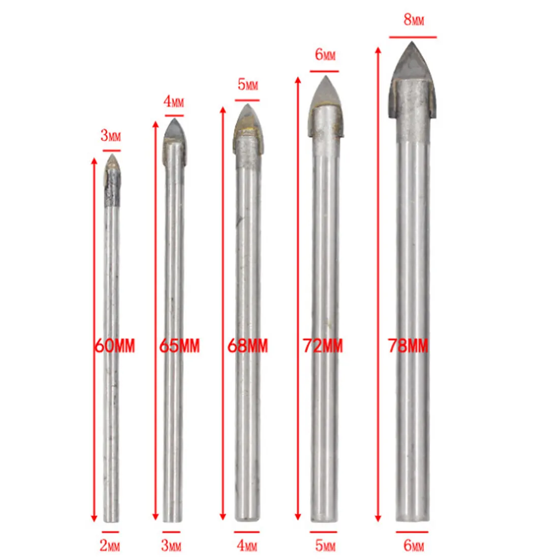 Набор сверл для стекла комплект из 3-12 мм наконечников карбида вольфрама