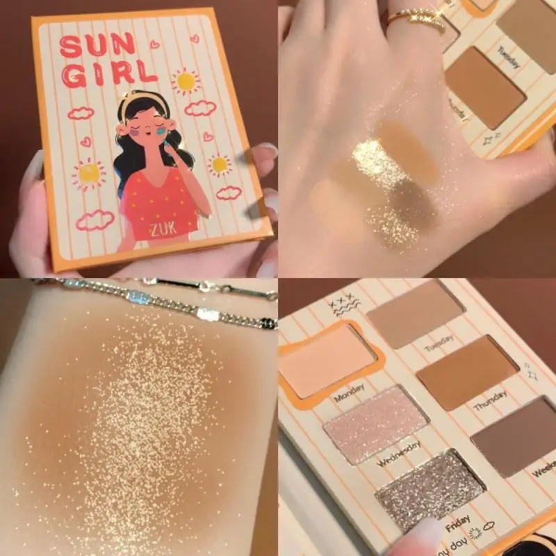 

6 цветов для девочек с героями мультфильмов, ручной Леджер тени для век лоток Ins ветер матовое стекло с перламутровым эффектом блеск Повседн...