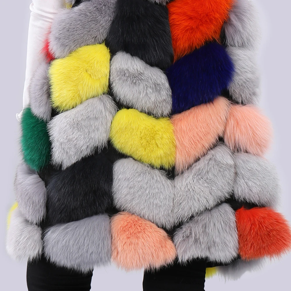 Жилет из лисьего меха жилет натурального Лисьего пальто длиной 85 см зимняя