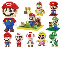 genuine super mario blocks building toy mario bros figure doll anime fun plastic diy assembled model toys kids puzzle game gifts