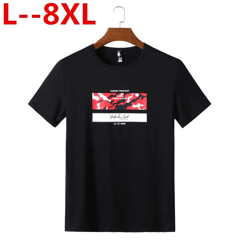 

6XL 8XL Plus 5XL size 4XL fashion hit color T-shirt men brand-clothing thin summer T shirt male quality stretch Tshirt Big large