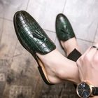 Шлепанцы мужские из натуральной кожи, повседневные сандалии, плоская подошва, полутапочки, дышащие, летняя модель 2021